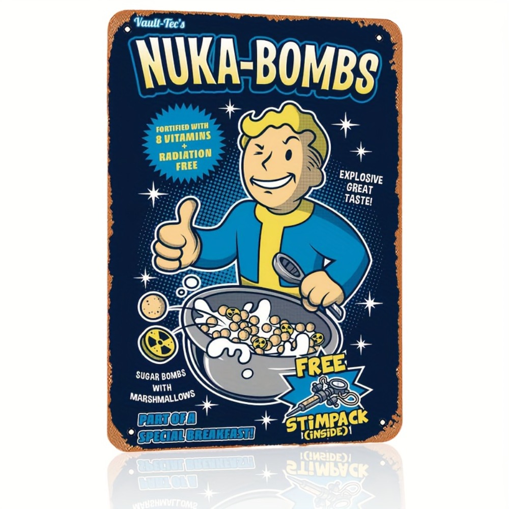 Retro Gaming Vault - Metalowy znak ścienny Vault-Tec Nuka-Bombs -
